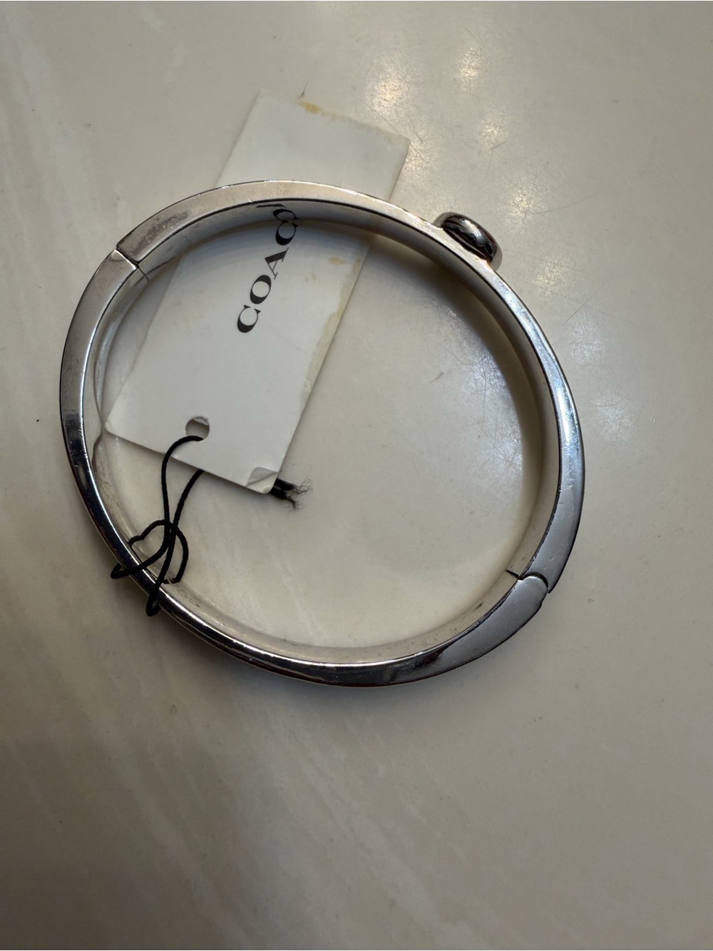 COACH Silver-Tone Hinged Bangle Watch Bracelet